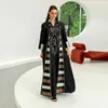 Etnische kleding Arabische Turkse Saoedi-Afrikaanse abaya's voor vrouwen geborduurde streep moslimjurk Kaftan Dubai Abaya-kleding