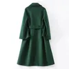 Women s Jacket en Overcoat Autumn Style Lace up FemaleLong Coats Pocket Water Ripple Streets Lady Clothes 231120