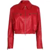 YOLOAgain – veste en cuir véritable pour femme, Vintage, rouge, surdimensionnée, pour motard, automne 2023