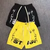 Mens Shorts 2023ss Hellstar Studios X4 In 1 Elastic Waist Basketball Black Yellow Clothing 230419