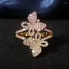 Clusterringen Luxe Tweekleurige Gouden Vlinderring Voor Vrouwen Met Bling Zirkonia Steen Verstelbare Mode-sieraden Bruiloft Verloving 2023
