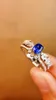 Pierścienie klastra 5129 Solid 18k złota natura 0,58ct niebieskie szafirowe kamienie szlachetne Diamenty dla kobiet Prezenty biżuterii