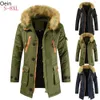 Herrjackor Herrstorlek Huven Faux Päls krage Jacka Vinterbomull Ner Outwear Coats 231118