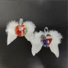 Transfert de chaleur Ange Ailes Décoration De Noël Plumes Pendentif Rond Et Coeur Double Couche DIY Arbre De Noël Étiquette Suspendue FY5475 G0420