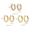 Boucles d'oreilles créoles en Zircon pour femmes, 3 pièces/ensemble, rétro, couleur or, cercle rond, minimaliste, géométrique, poli, bijoux Huggie