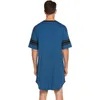 Mäns Sleepwear Casual Sleeve Loose Nightwear Nightshirt Robes Male Topps korta män mjuk v-ringning Bomull Lång sommar