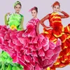 Stage Wear Women's Flamenco Dress Spanish Jewish Gypsy Large Skirt Retro Elegant Wedding Party Dresses Modern Petal Ruffled Floral