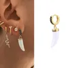 Boucles d'oreilles pendantes en Zircon pour femmes, noir et bleu, dent de loup, pendentifs, clou d'oreille, bijoux à la mode pour filles