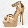 Olomm New Women Platform Sandals Ankle Strap Sexy Stiletto High Heels Open Toe Gorgeous Nude Pink Dress Shoes US Plus Size 5-20