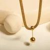 Hänge halsband designkänsla rutnät tjock kedja boll halsband rostfritt stål guld pläterad för kvinnliga damer söta smycken gåvor grossist