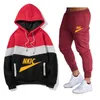 Mens Gym Tracksuit 2 Piece Set Hip Hop Sportswear Fashion Hoodies Sweatsuit Jogging Casual Suit Manlig Fitness Running Clothing