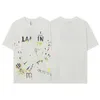 남자 SS 24 디자이너 Lanvis T 셔츠 반바지 패션 및 여자 베이지 색 스펙클 알파벳 인쇄 트렌디 한 Lanvis Curb Loose Half Sleeve White Fit Lanvis 셔츠