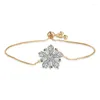 Charm Bracelets White Cubic Zirconia Crystal Korean Style Flower Bracelet Women Good Quality Trendy Brass CZ Floral Chain Jewelry Present