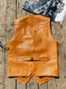 Men's Vests Tailor Brando J38 Italian Super Top Embossed Cowhide American Vintage Western Style Leather Safari Vest 230420