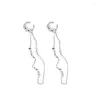 Boucles d'oreilles à dos en Zircon transparent, couleur argent, pompon, longue pince d'oreille élégante pour femmes, Faux piercing Y2K Kpop, 2023