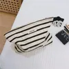 Cosmetic Bags Woman Stripe Bag Cotton Canvas Female Travel Zipper Makeup Pouch Sanitary Pads