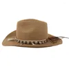 Sboy chapeaux coquille glands Cowgirl chapeau d'été paille pour femmes hommes Western Cowboy dame à la mode tissé soleil casquette de plage