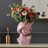 Vases Résine bois fille petit Vase Style Simple visage humain Vase décoration salon chambre fleur Arrangement fleur séchée maison 231120