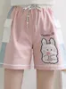 Damenhose Merry Pretty Rabbit Kawaii Jogginghose Y2K Korean Style Baumwollhose Stickerei Hohe Taille Lässige Mädchen Rosa 230419