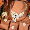 Collar Pendientes Set Soramoore 4PCS Flor GRANDE Hoja Mujeres de lujo Boda nigeriana Naija Novia Cubic Zirconia Dubai Vestido de novia Joyería