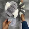 Slippers A239zxw Cross Band Soft Plush Cozy House Shoes Furry Open Toe Indoor Outdoor Warm