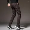 Pantalon homme Plaid classique hommes kaki décontracté 2023 mode affaires coupe ajustée coton Stretch pantalon homme marque vêtements