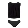 Kobiety dla kobiet Kobiety Czarne tankowane stroje kąpielowe Dwuczęściowe push w górę luźne pasy do kąpieli szyi kostki plażowe z odpinanymi paskami 230420