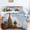 Ensembles de literie moscou allée Pos ensemble impression 3D beau paysage housse de couette ville château lit couette pour chambre couvre-lit décor