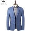 Herenkostuums 22 kleuren blauw grijs zwart geruite streep zakelijke formele jas slanke heren casual jasje bruidegom man trouwjurk blazer