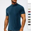 T-shirts pour hommes Summer Fashion America Style Col roulé pour hommes T-shirt à manches courtes Couleur unie Slim Fit Simple Basic Bottoming Pullover