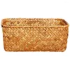 Dinnerware Sets Toy Organizer Seagrass Woven Basket Storage Desktop Case Portable Makeup Decorative Bin Small