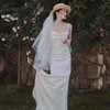 Robes de piste robe de soirée danse Bandeau sans manches plis fendu élégant blanc rose Fuchsia solide Style personnalisé 2023 Est