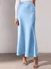 Skirts VONDA 2023 Y2K Women Fashion Solid Pleated High Waist Maxi Faldas Saias Loose Party Long Skirts Female Summer Elegant Satin Jupe P230420