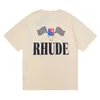 Designer Moda Roupas Tees Hip Hop Camisetas Rhude Flag Imprimir Homens Mulheres Verão Solto Puro Algodão T-shirt Tendência Marca Casal Vestido Streetwear Tops Sportswear I9ka