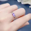 VVS -klass Natural Amethyst Ring for Woman 4mmx6mm 0.5CT Emerald Cut Amethyst 925 Silver Ring med 3 lager 18K Guldplätering