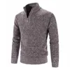 Männer Pullover Herbst Winter Dick Gestrickte Pullover Männer Pullover Einfarbig Zipper Mock Neck Slim Fit Stricken Kausalen Mann 231118