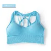 Tenue de yoga côtelée sans couture soutien-gorge spandex haut femme fitness élastique respirant amélioration de la poitrine loisirs sous-vêtements de sport