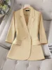 Women's Suits Spring Summer Ladies Blazer White Green Yellow Black Female Half Sleeve Solid Women Formal Jacket Coat