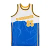 Film basketbal video blockbuster jerseys 85 terugspoelen 14 college retro pullover ademende vintage hiphop zwart blauw voor sportfans alternatief universitair uniform