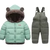 Kleidung Sets Winter Kinder Lamm Fleece Mäntel + Daunen Hosen Baby Verdicken Warme 2 stücke Anzug Kinder Kleidung Jungen Mädchen mode Jacken 231118