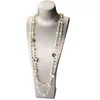 High Quality Women Long Pendant Layered Pearl Necklace Collares Number 5 Flower Party Jewelry
