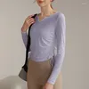 Active Shirts Antibom Jacquard Breathable Sports Strap Top Women's Long Sleeve Fitness Yoga T-shirts Cover Up