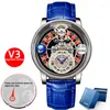 손목 시계 V2 업그레이드 버전 Pindu Design Mens Watches Diamond Tourbillon Top Astronomical Quartz Watch Men Montre Homme