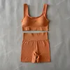 Women Sporstwear Seamless Yoga Set Sexy Square Collar Sport Bra Tops Suits With Shorts Gym Fitness Clothing Sleeveless Tracksuit YogaWomen's Yoga sets gym clothing