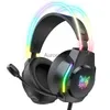 Handy-Kopfhörer Gaming-Kopfhörer 3,5-mm-Kabel-Kopfhörer RGB-Licht-Noise-Cancelling-Gamer-Headset mit Mikrofon für PC-Computerspiele YQ231120