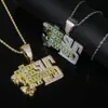 Ny designer emalj fluorescens Jesus går med mig bokstav charm hänge halsband med repkedja hip hop kvinnor män full asfalterad kubik zirkonium Kristus män gåva smycken