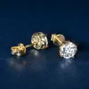 Dangle żyrandol Iogou 10k złote kolczyki Prawdziwe 6 mm diamentowe kolczyki dla mężczyzn kobiety 10k żółte złote kolczyki tylne Kolczyki Fine Jewelry 230419