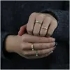 Bröllopsringar Promotion Gold Color Women Finger Jewelry US Size 5 6 7 8 Bezel Set Round White Fire Opal Stone Rings2704 Drop Delivery Dhaqm