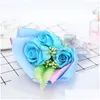 Couronnes de fleurs décoratives roses en mousse de savon faites à la main dans une boîte-cadeau fausse fleur artificielle Saint-Valentin mariage anniversaire cadeaux de fête des mères Dhkij