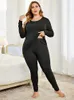 Sous-vêtements thermiques pour femmes Femmes grande taille thermique longs Johns ensembles polaire doublé couche de Base Super épais chaud sous-vêtements vêtements d'hiver costumes ouc1237 231118